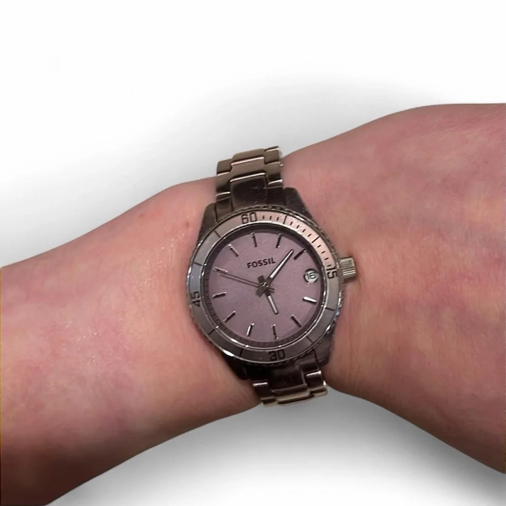 Fossil Stella Purple Silvertone Watch ES2903